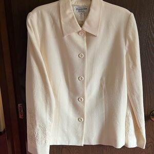 Cream color, Pendleton jacket, made in the USA  size 16 cool sleeve embroidery
